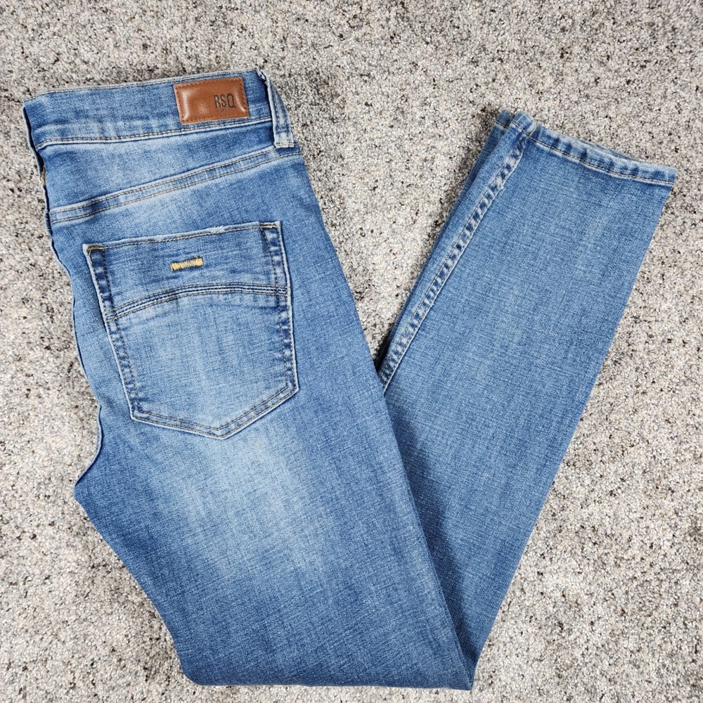 RSQ Seattle Skinny Taper Jeans Womens 31x30 Blue Distressed Slim Denim Excellent
